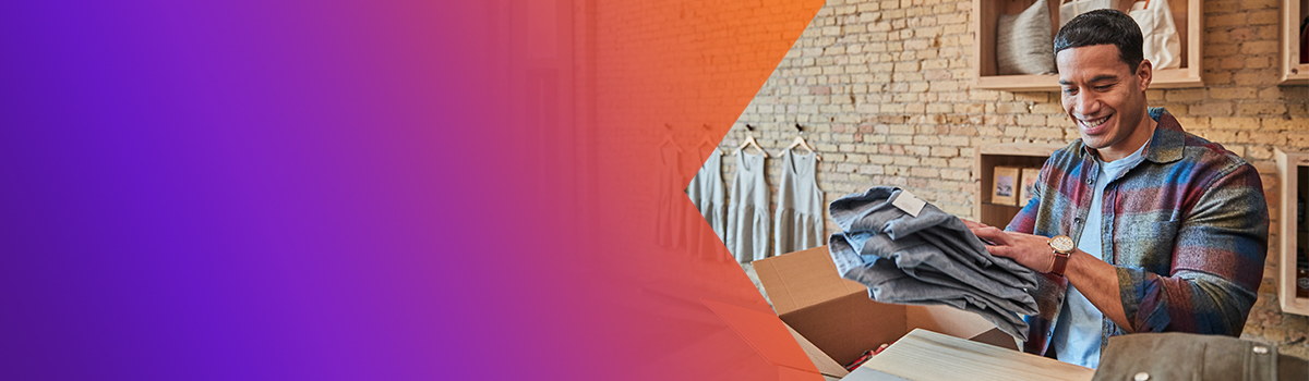 Man packing FedEx box