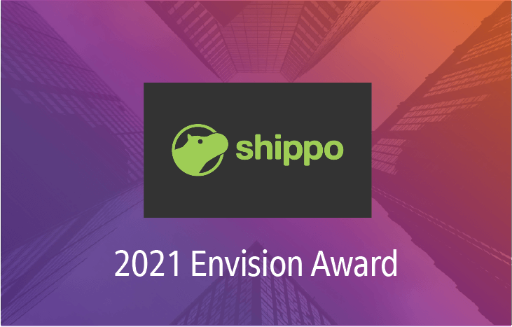 2021 envision award graphic with Shippo logo