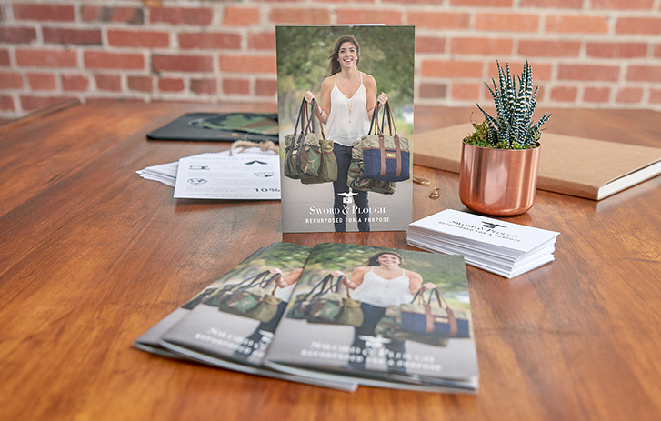 Printing products spread across the table