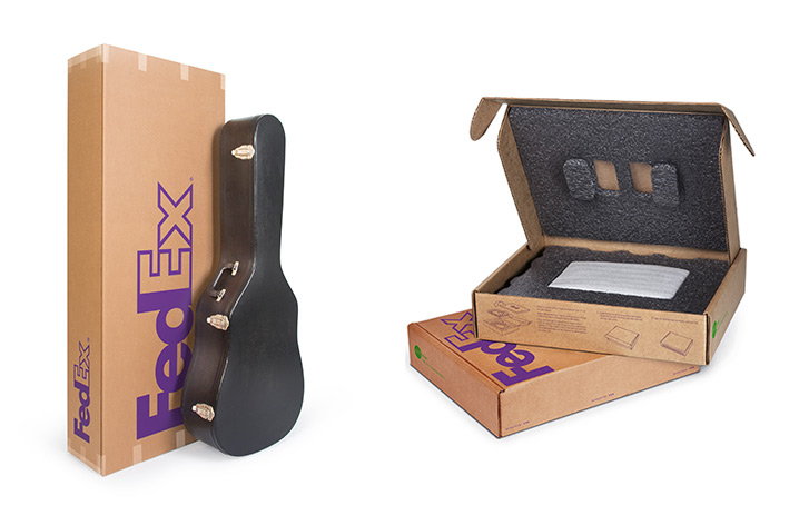 A guitar and television size boxes