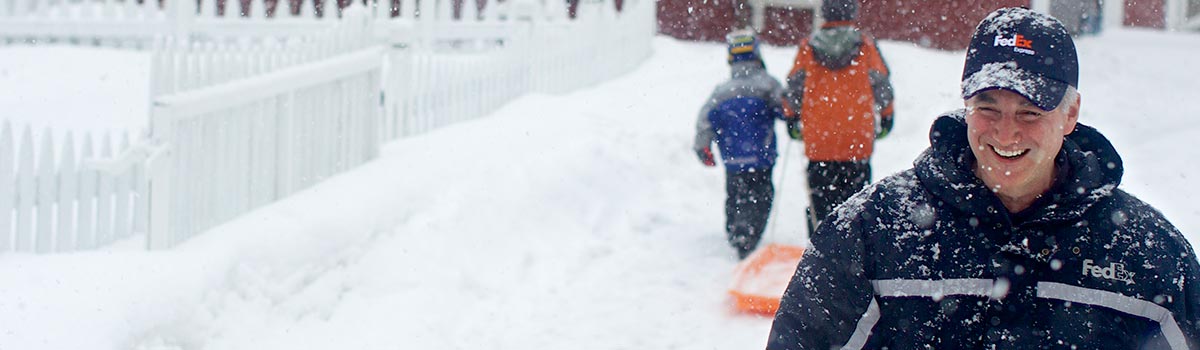 Delivering FedEx packages in the snow