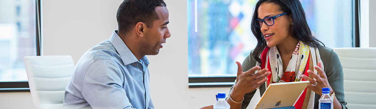 A business meeting between two people