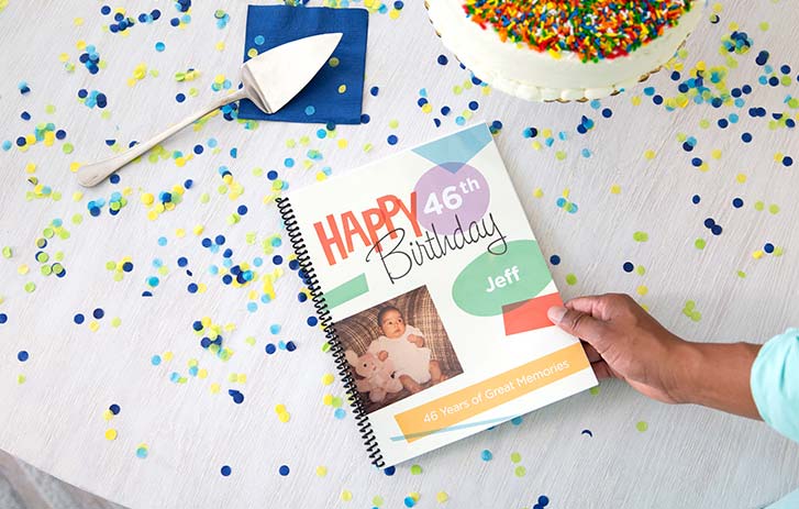 Guest book photo album on a table