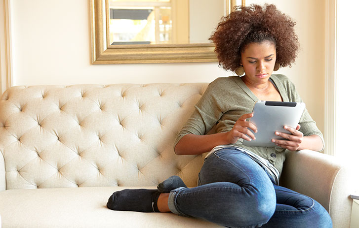 Customer using a tablet
