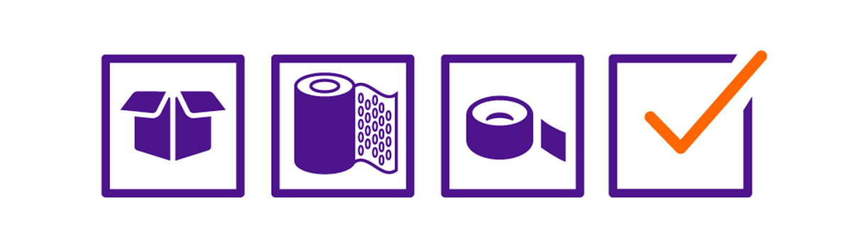 Icons related to packing step by step