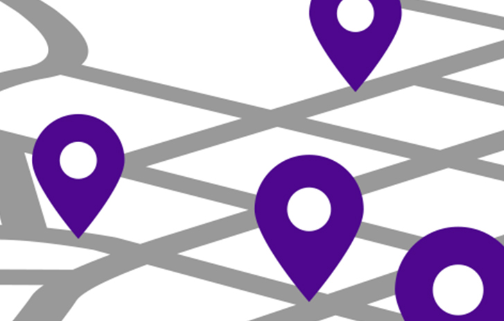 Map graphic of location icons