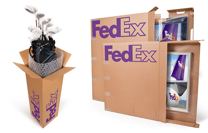 golf bag specialty box and two different large sized picture frame specialty boxes