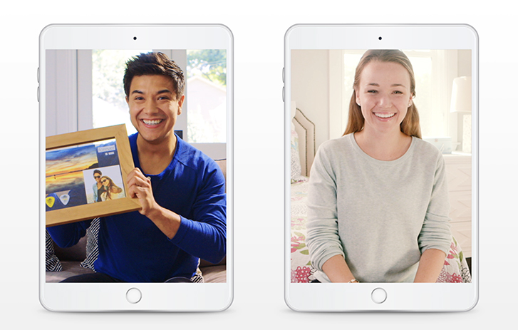 image of two smart phones showing image of a man on one smart phone and a woman on the other