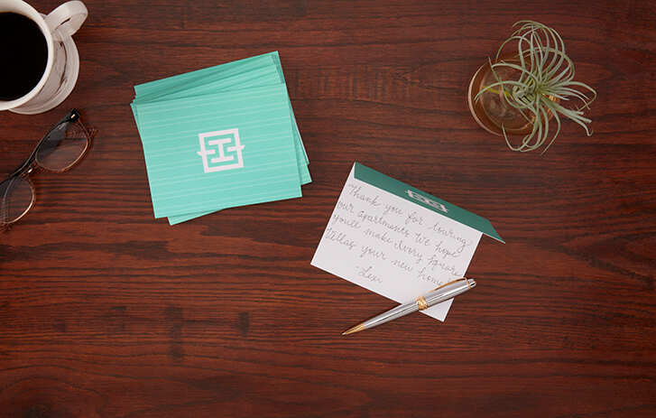 Thank you note card
