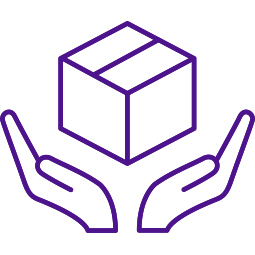 Icon of two hands holding up a box