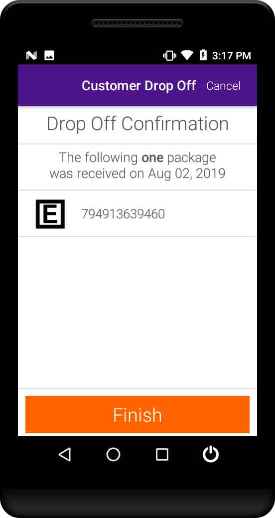 Customer Drop Off Confirmation