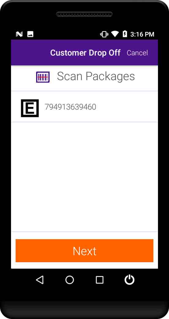 Customer Drop Off Package Scanned