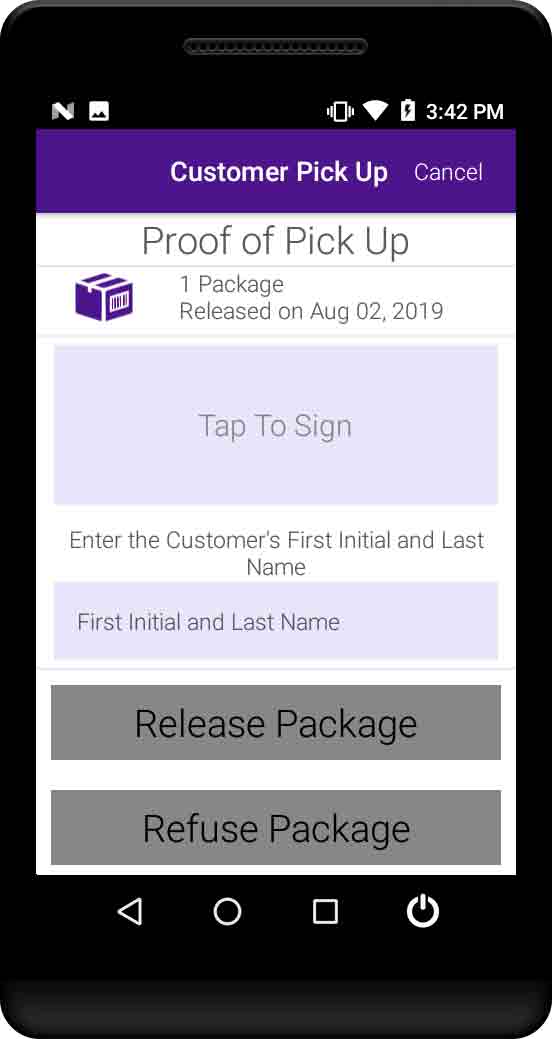 Customer Pick Up Proof Of Pickup