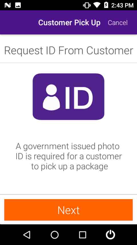 Customer Pick Up Request ID
