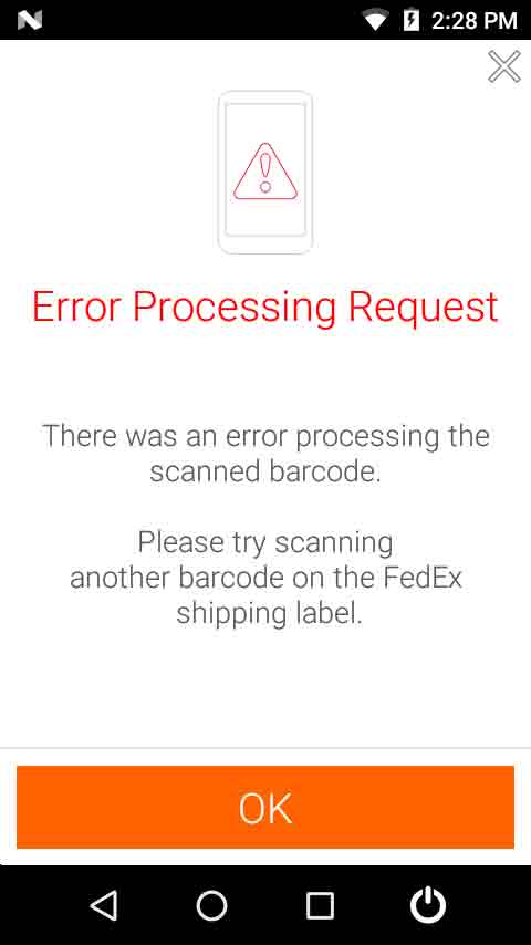 Invalid Bar Code Error