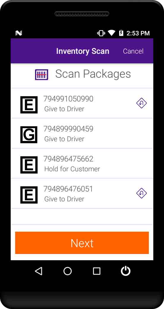 Daily Inventory Scanned Packages