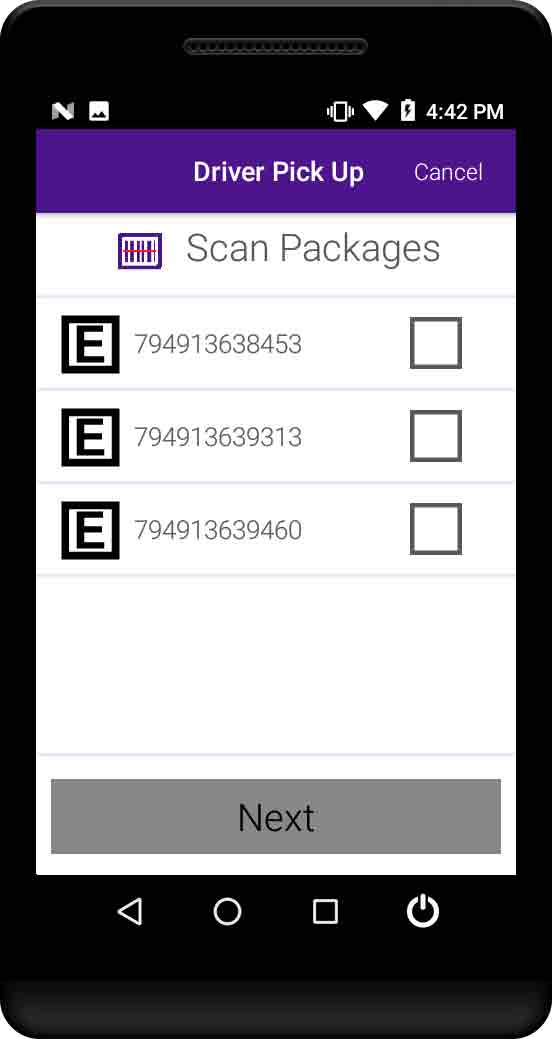 Driver Pick Up List of Packages