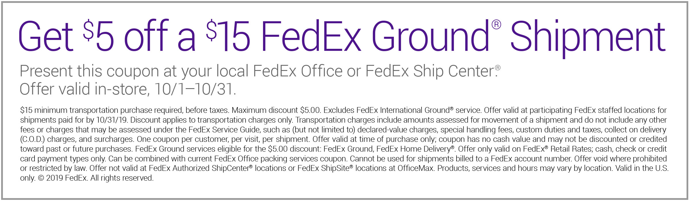 fedex shipping coupons in store