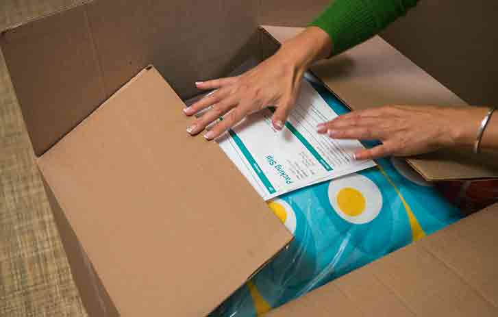 Customer packing an item