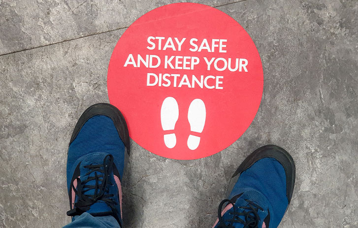 Social distancing floor sign Social distancing floor sign