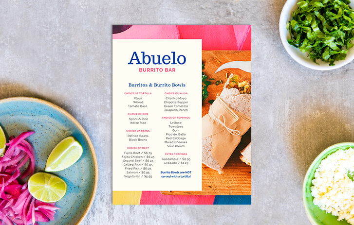 A menu on a table