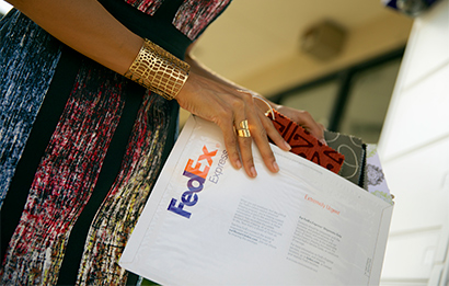 A customer re-uses a FedEx envelope for a return