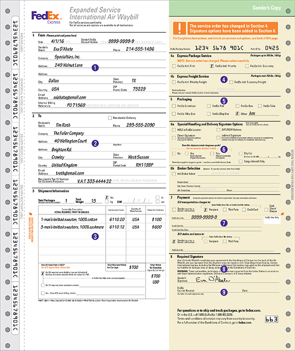 Fedex Expanded Service International Air Waybill - Riset