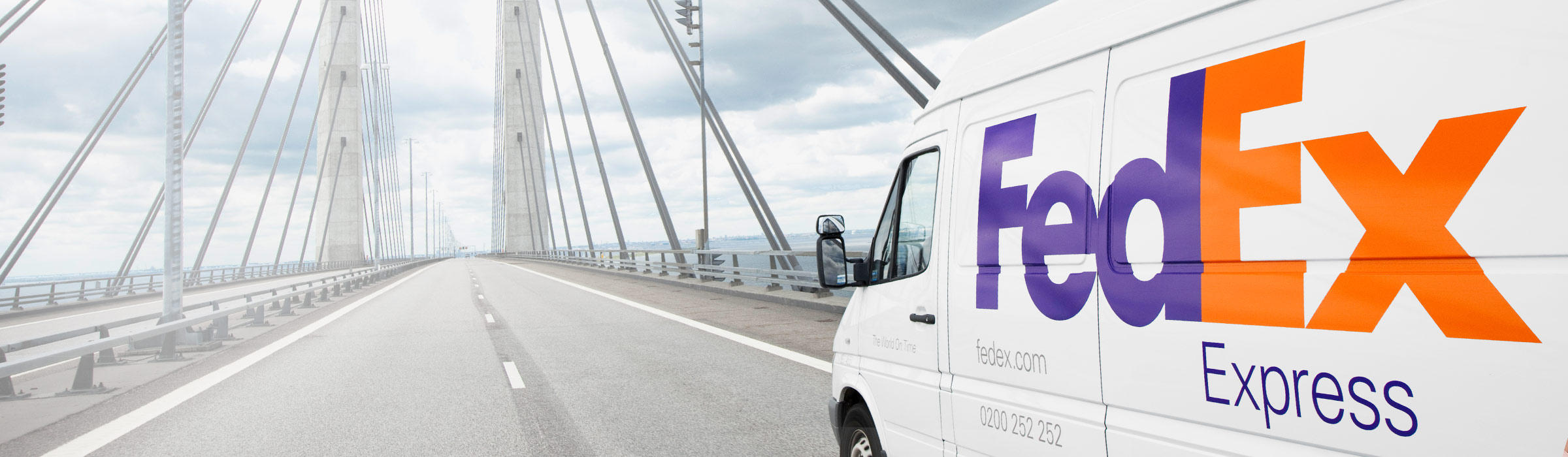 FedEx Express van on Canadian bridge