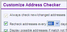 A screenshot showing the customized address checker portion of the online address book
