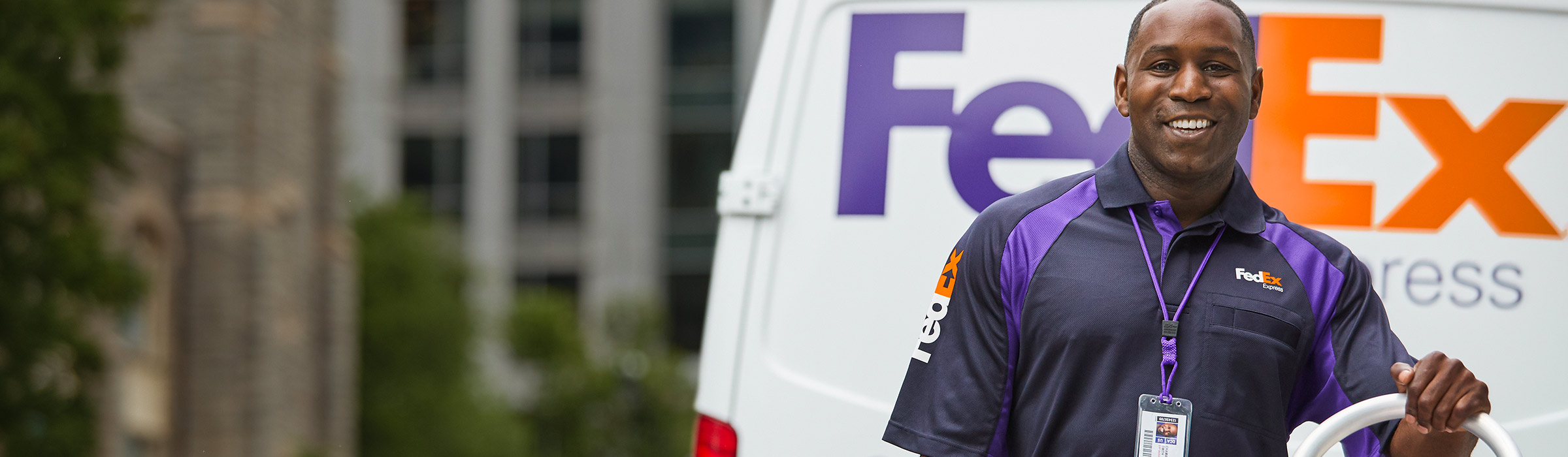 Smiling FedEx Employee