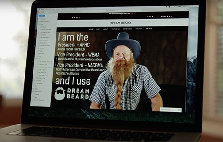 A visual of the Dream Beard website on a laptop.