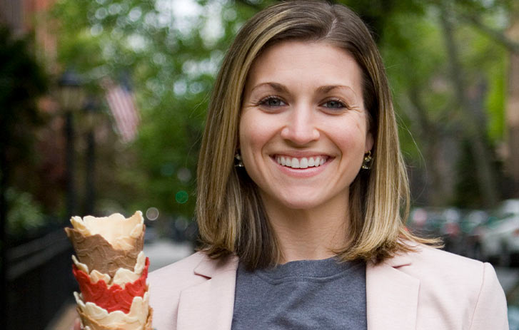 The Konery A photo of Kristine Tonkonow, founder of The Konery, holding a stack of ice cream cones