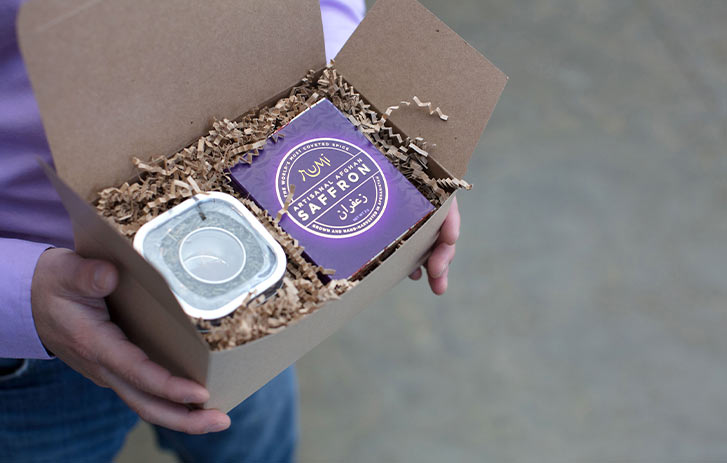 Rumi Spice Saffron Rumi Spice A photo of 2018 grant winner Rumi Spice's saffron packaged nicely in a box