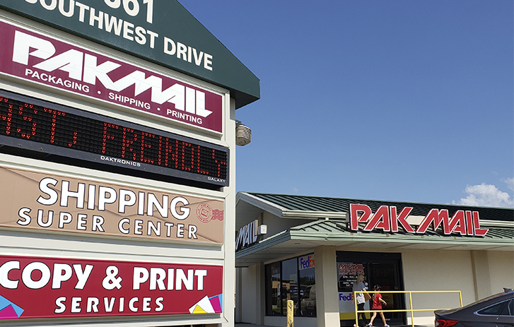 Pak Mail storefront.