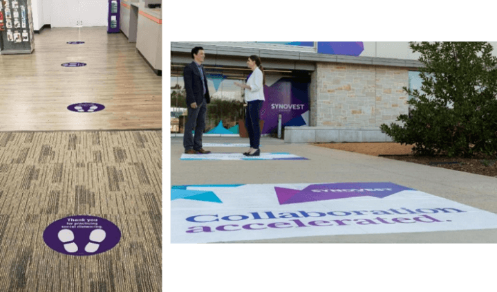 Social distancing and other floor graphics