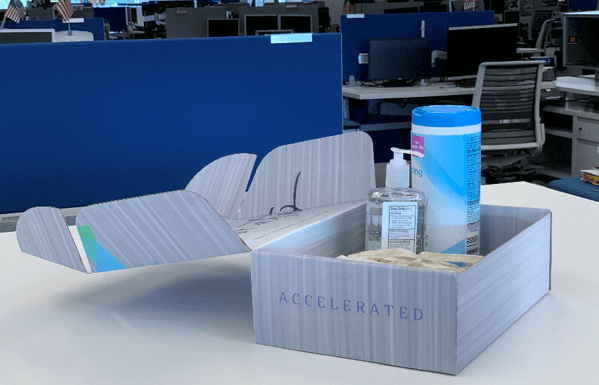 Box containing cubicle kit