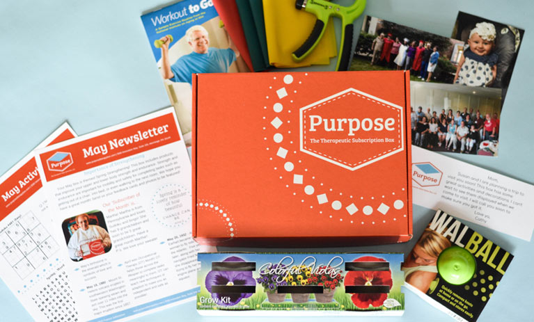 A photo of Purpose, The Therapeutic Subscription Box items laid out