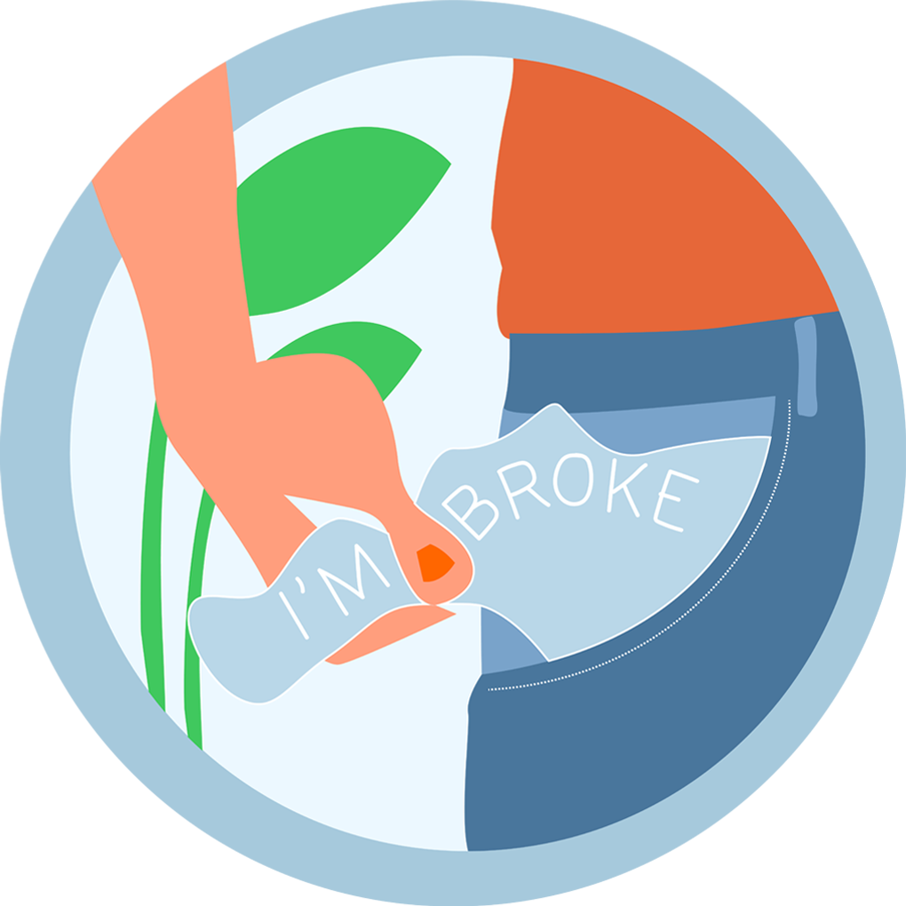 Making it work podcast episode 1 icon: I'm broke illustration
