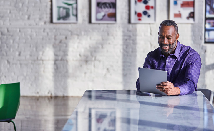 Professional man reading the latest business news