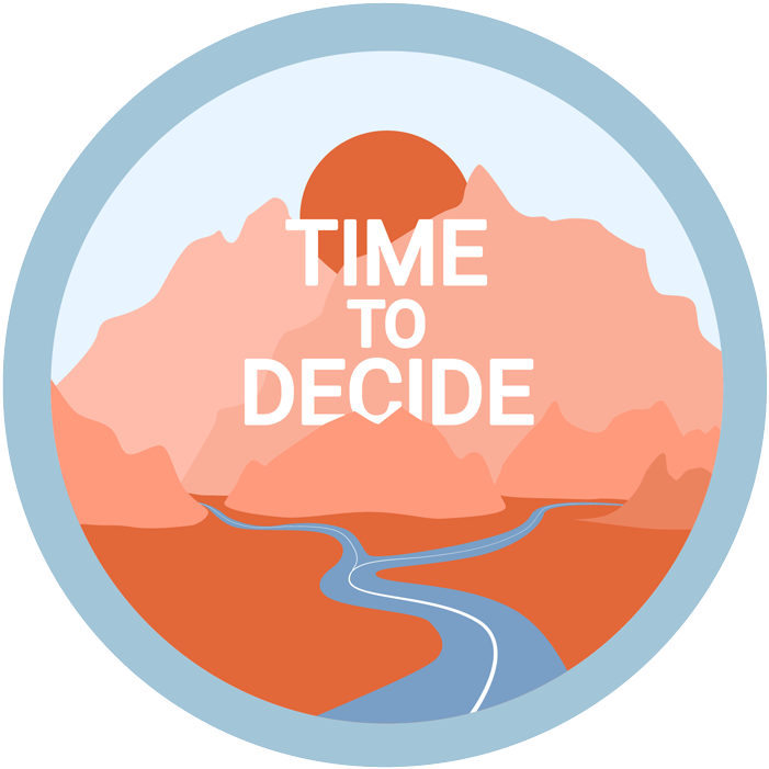 Making it work podcast episode 10 round illustration icon: Time to decide