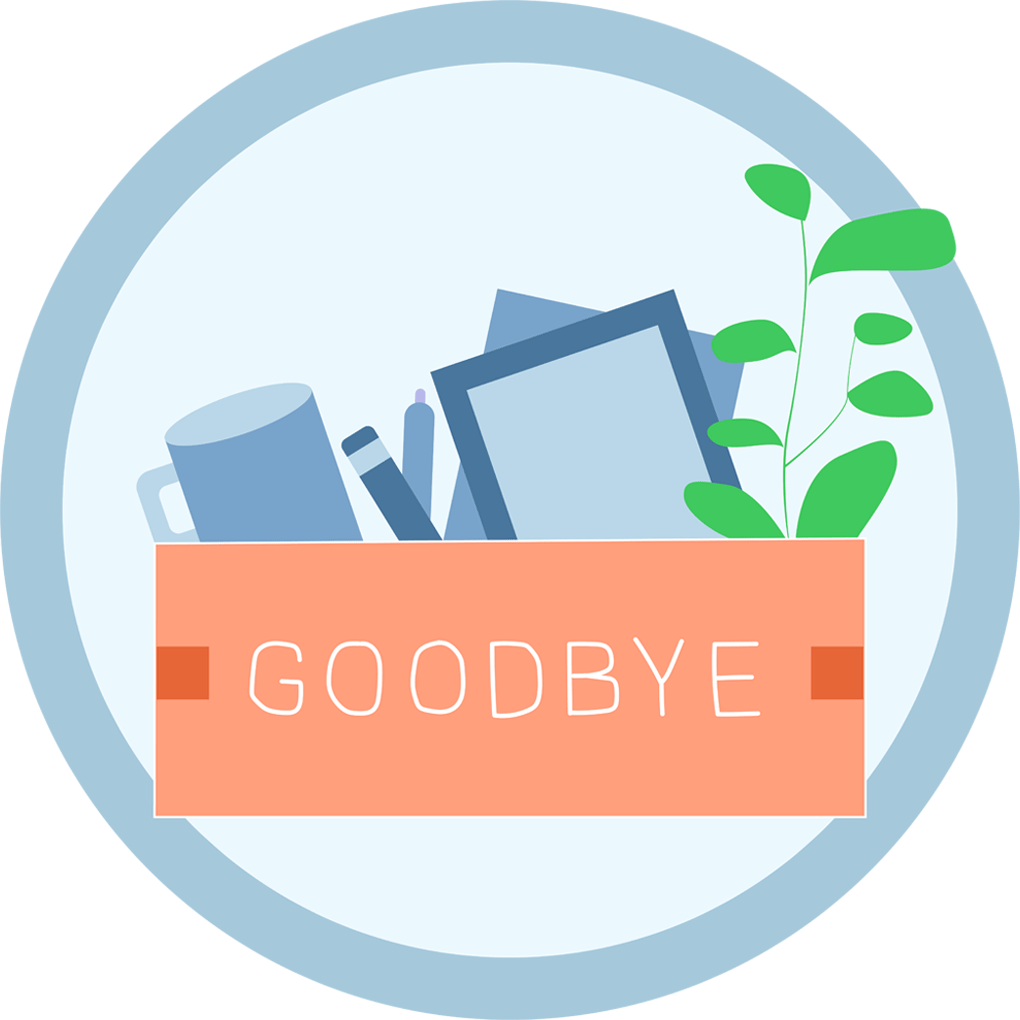 Making it work podcast episode 2 round illustration icon: Goodbye illustration