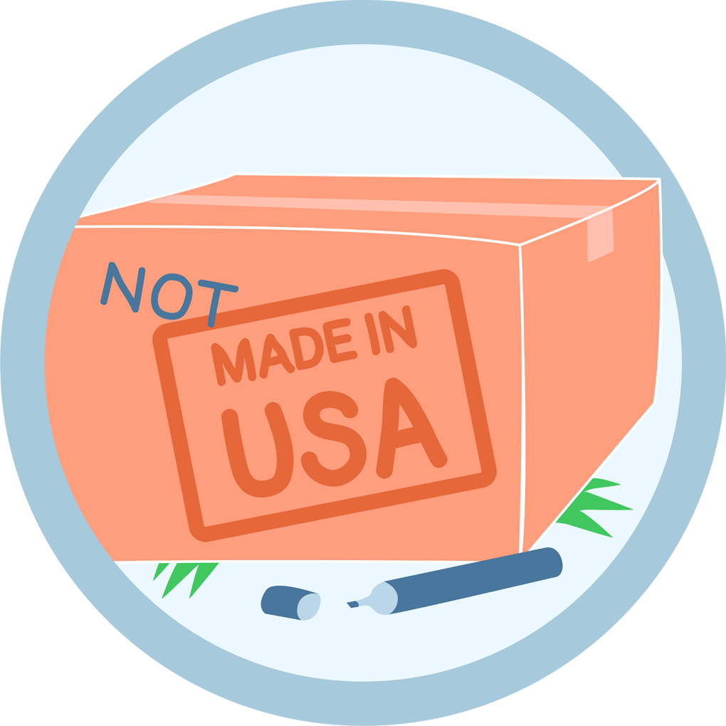Making it work podcast episode 4 round illustration icon: Not made in the USA
