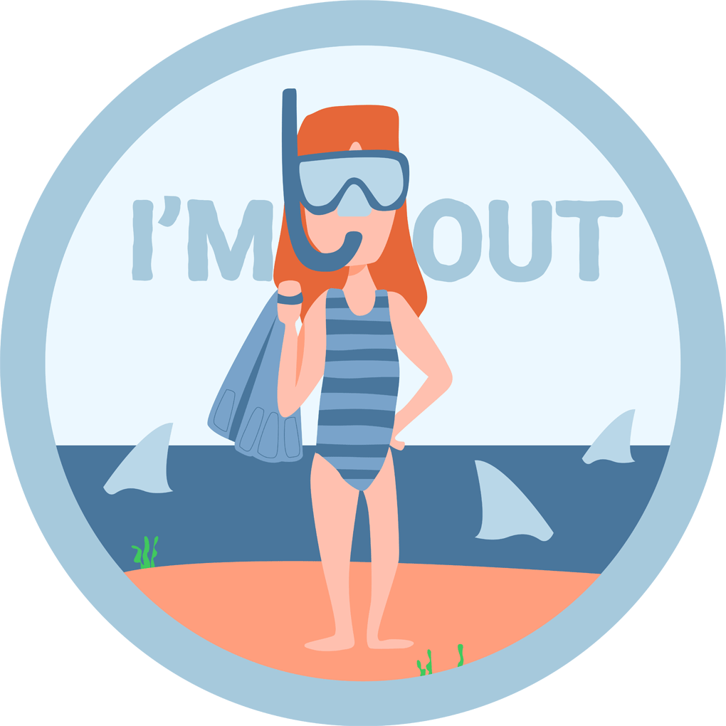 Making it work podcast episode 6 illustration round icon: I'm out