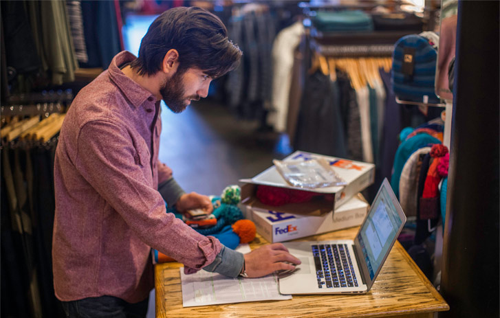 man in home office
