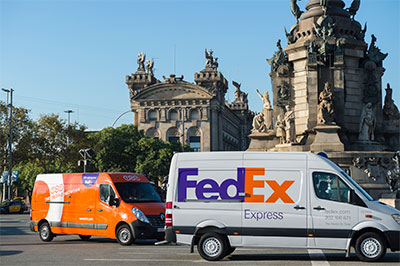 FedEx Truck with TNT Truck