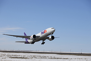 FedEx plane taking off