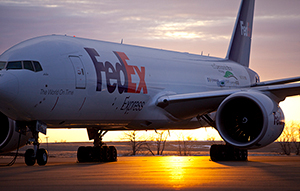 Photo of Boeing 777F at sunset