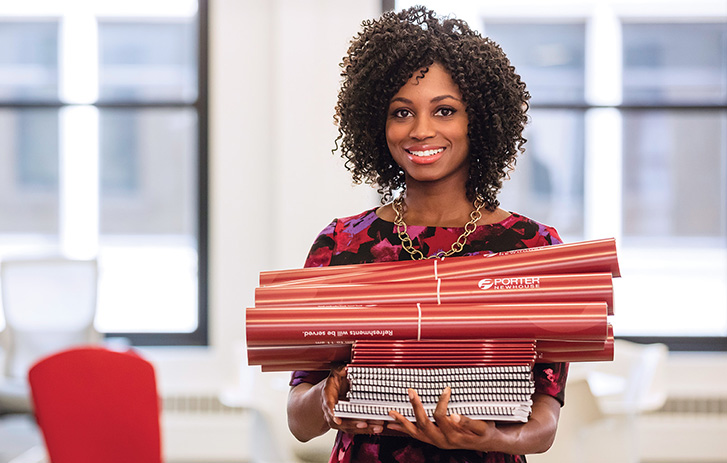 woman with printed material