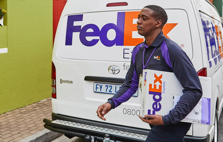 fedex express courier carrying express white box