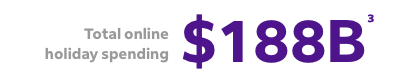 Total online holiday spending 188 billion dollars Total online holiday spending 188 billion dollars text image